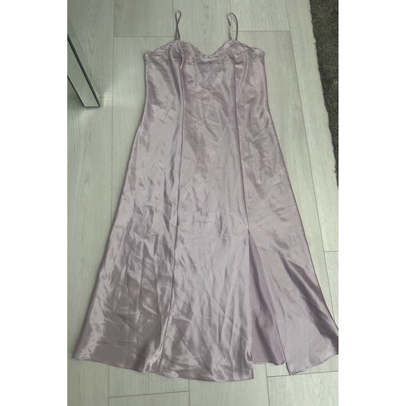 Taylor Other - Vintage Erika Taylor Camisole Long Nightgown Sz L - Purple Embroidered - Slit